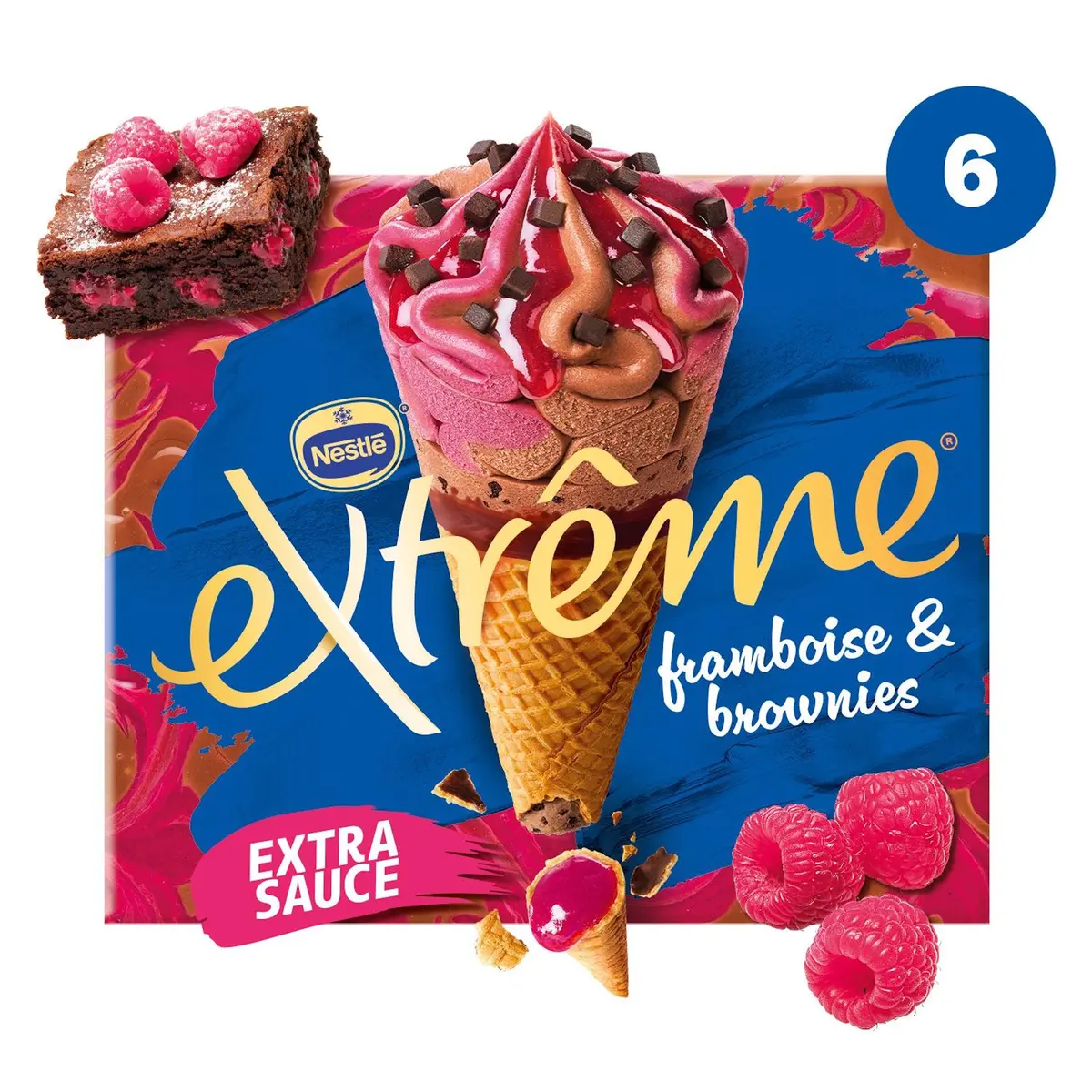 Nestlé Extrême Macaron Framboise (cônes glacés x6)